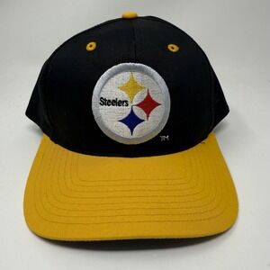 Vintage Pittsburgh Steelers Hat Cap Snap Back Mens One Size Black NFL East Port